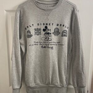 Walt Disney World Authentic Parks Gray Crewneck Sweatshirt Epcot Magic Kingdom